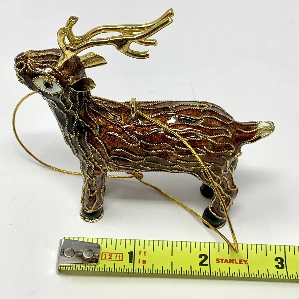 POTTERY BARN Cloisonné Style Enamel Reindeer 4